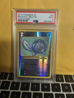 2016 POKEMON XY EVOLUTIONS #23 POLIWAG-REVERSE FOIL PSA 9 - Image 1