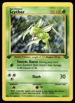 Pokemon TCG Jungle #26/64 Scyther (26) 1st Edition LP - Image 1