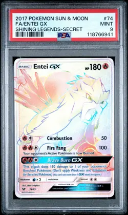 2017 POKEMON SUN & MOON SHINING LEGENDS SECRET #74 FULL ART/ENTEI GX PSA 9 - Image 1