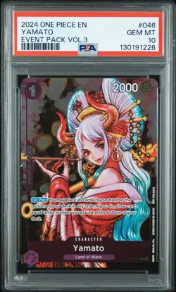 2024 ONE PIECE P-046 EVENT PACK VOL 3 YAMATO PROMO CARD PSA 10 GEM MINT - Image 1