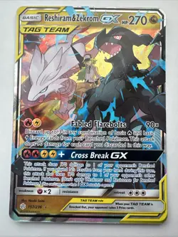 2019 Pokemon Sun & Moon Cosmic Eclipse Reshiram & Zekrom GX 157/236 - NM - Image 1