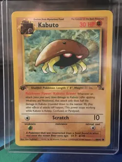 Pokemon TCG Kabuto 1st Edition 50/62 Non-Holo Fossil Set 1999 Near mint QTY - Image 1
