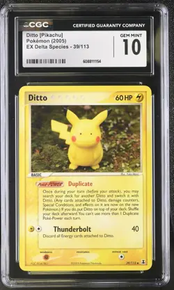 CGC 10 GEM MINT Ditto [Pikachu] 2005 EX Delta Species 39/113 Pokemon Card - Image 1