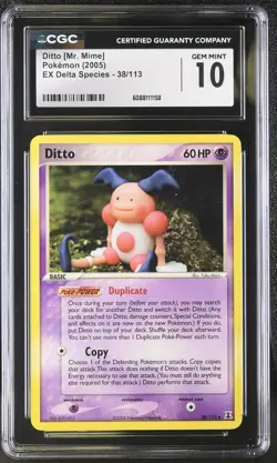 CGC 10 GEM MINT Ditto [Mr. Mime] 2005 EX Delta Species 38/113 Pokemon Card - Image 1