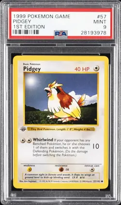 1999 POKEMON BASE SET 1ST EDITION #57 PIDGEY PSA 9 - Image 1