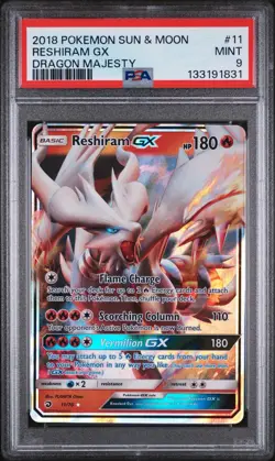 2018 POKEMON SUN & MOON DRAGON MAJESTY #11 RESHIRAM GX PSA 9 MINT ?????? - Image 1
