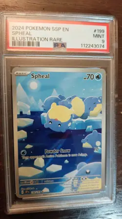 Pokemon Spheal PSA #9 2024 Illustration Rare Card. Surging Sparks Set - Image 1