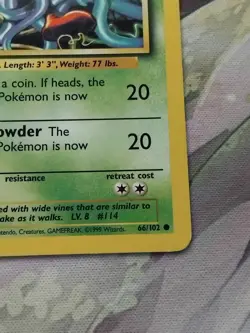 Pokemon TCG Tangela Base Set 66/102 Regular MP. - Image 5