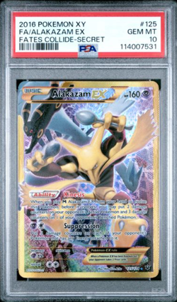 2016 Pokemon Fates Collide Alakazam EX 125/124 Gold Secret Rare PSA 10 - Image 1