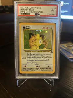 2000 Pokemon Promo Meowth Holo Game Boy Black Star #10 PSA 9 Mint - Image 1