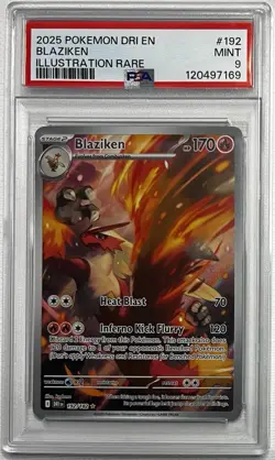 2025 Pokemon DRI EN BLAZIKEN IR PSA 9 MINT Illustration Rare #192 - Image 1