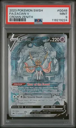 2023 POKEMON SWORD & SHIELD CROWN ZENITH #GG48 FULL ART/ZACIAN V PSA 9 - Image 1