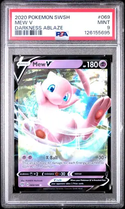 2020 POKEMON SWORD & SHIELD DARKNESS ABLAZE #069 MEW V PSA 9 - Image 1