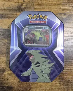 NEW & UNOPENED! Pokemon TCG: Tyranitar Triple Whammy Collectors Tin 2024 Packs - Image 1