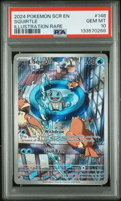 Squirtle #148 2024 Pokemon Stellar Crown PSA 10 Illustration Rare - Image 1