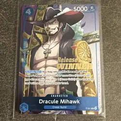 One Piece TCG Dracule Mihawk P-081 P Foil Card Winner Release Event English - Image 2
