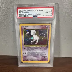 2000 Pokemon Black Star Promo Mew Holo Card #9 Pokemon League PSA 8 NM-MT - Image 1
