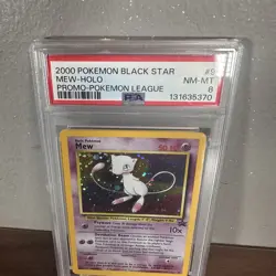2000 Pokemon Black Star Promo Mew Holo Card #9 Pokemon League PSA 8 NM-MT - Image 2