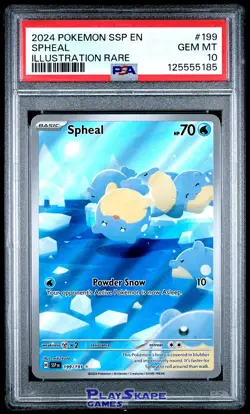 Pokemon Card PSA 10 Spheal 199/191 SSP Surging Sparks Illustration Rare 2024 #1 - Image 1