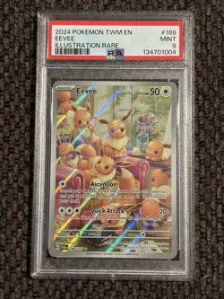 Pokemon Psa 9 Eevee 188/167 Sv06: Twilight Masquerade Holo - Image 1