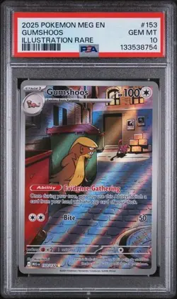 Pokemon 2025 Gumshoos 153/132 Me01: Mega Evolution Holo PSA 10 - Image 1
