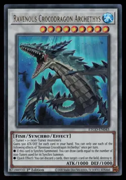 Yugioh Ravenous Crocodragon Archethys ETCO-EN043 1st Edition Ultra Rare NM - Image 1
