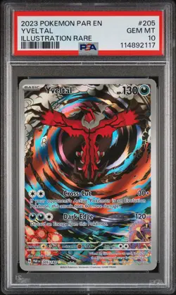 Pokemon TCG Yveltal 205/182 PSA 10 GEM MINT Paradox Rift Illustration Rare - Image 1