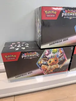 Pokemon TCG Scarlet & Violet Prismatic Evolutions Surprise Box Lot of 3 Sealed - Image 2