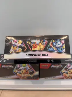 Pokemon TCG Scarlet & Violet Prismatic Evolutions Surprise Box Lot of 3 Sealed - Image 5