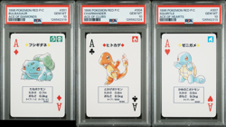 PSA 10 Set - Bulbasaur Charmander & Squirtle Pokemon Red Poker Playing Card 1996 - Image 1