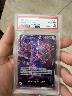 Monkey.D.Luffy (2nd Anniversary Set) OP09-061 One Piece Promo Card PSA 10 - Image 1