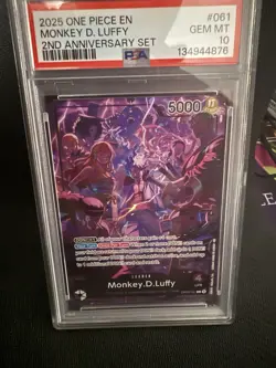 Monkey.D.Luffy (2nd Anniversary Set) OP09-061 One Piece Promo Card PSA 10 - Image 2