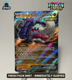 Great Tusk ex 053/091 Double Rare Pokemon TCG: Paldean Fates Card Pokemon MINT - Image 1