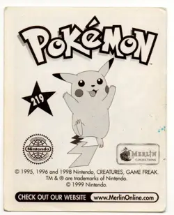 ALAKAZAM PUZZLE #219 CROMO / STICKER POKEMON SERIE 1 MERLIN 1999 DEL ALBUM ROJO - Image 2