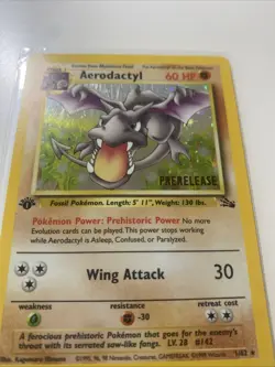 Aerodactyl (Prerelease) 1st Edition Fossil 01/62 Pokemon WOTC Promo Holo MP/LP - Image 2