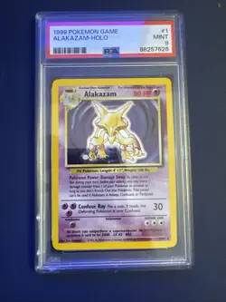 1999 Pokemon Base Set PSA 9 Mint Alakazam Holo Rare 1/102 - Image 1
