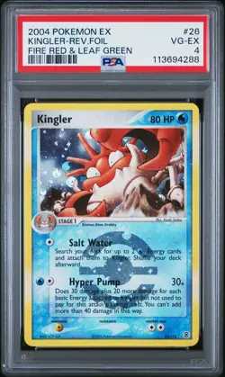 2004 POKEMON EX FIRE RED & LEAF GREEN #26 KINGLER-REVERSE FOIL PSA 4 - Image 1