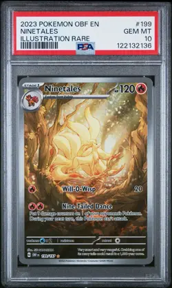 NINETALES PSA 10 POKEMON OBSIDIAN FLAMES ILLUSTRATION RARE #199 2023 - Image 1