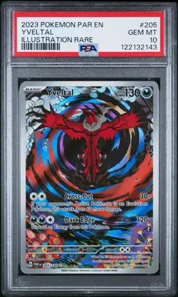 2023 POKEMON PAR EN-PARADOX RIFT ILLUSTRATION RARE #205 YVELTAL PSA 10 - Image 1