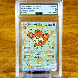 Pokemon Crown Zenith Simisear VSTAR GG37/GG70 AGS Gem-MT 10 FA Holo Rare 2023 - Image 1