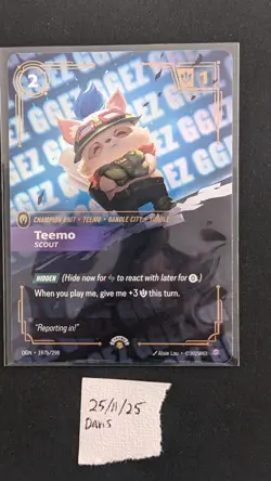 Teemo - Scout GGEZ 197b/298 Riftbound Nexus Night Promo Card - English, Mint - Image 3