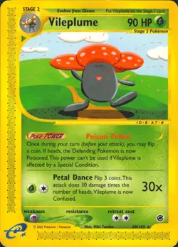 Vileplume 69/165 Rare Expedition Pokemon Card LP - Image 1