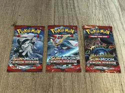 Pokemon TCG: Sun & Moon CRIMSON INVASION Booster 3x Pack Artwork ENG 820650802492 - Image 1
