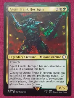 Magic The Gathering UNIVERSES BEYOND FALLOUT AGENT FRANK HORRIGAN card MTG - Image 1