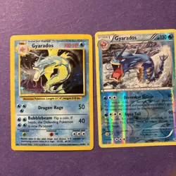 1999 Pokemon Base Unlimited #6 Gyarados HOLO RARE LP + Gyrados Rev Holo 23/83 NM - Image 1