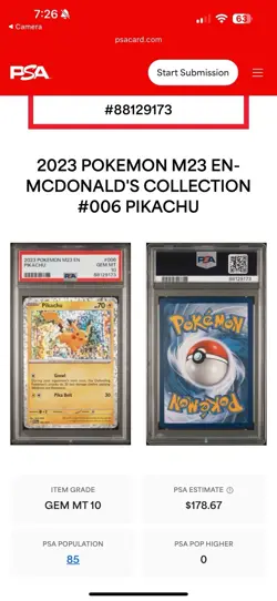 2023 Pikachu 006/015 McDonalds M23 EN Holo English Promo Pokemon Card PSA 10. - Image 3