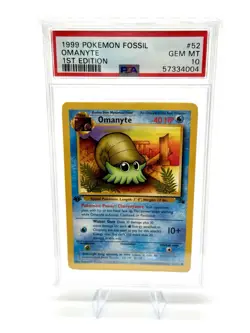 Pokemon TCG Omanyte Fossil 1st Edition Common Card 52/62 PSA 10 GEM MT - Image 1