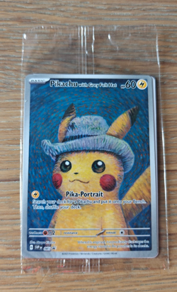 Pokemon Pikachu with Grey Felt Hat SVP 085 Van Gogh Promo Card - Sealed - Image 1