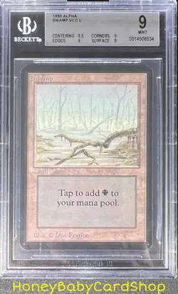 MTG Limited Edition Alpha 1993 Swamp (A) BGS 9.0Q+ (Quad+) MINT Old School 93/94 - Image 1