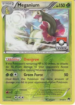 1x Meganium - 3/122 - XY Breakpoint - Pokemon League Promo Heavily Played Pokemo - Image 1